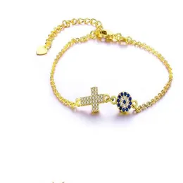 Charmarmband religiösa kristna smycken guld rosguld pave zirkon kors grekiska för kvinnor män gåva204z