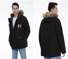 Kaz aşağı ceket erkek ve kadın kapşonlu ceket vink kürk yaka çift ceket kış moda açık kalınlaşmış sıcak tasarımcı giyim