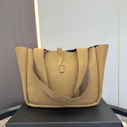 Süet Hobo Tote Alışveriş Çantası Orijinal Deri Moda Harfleri İç fermuar Cep Kahverengi Çantalar Çanta Tasarımcı Omuz Çantaları Büyük Boyut Çanta 31cm