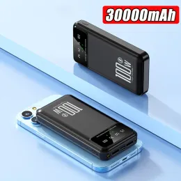 Power Bank 30000 мАч, быстрая зарядка, портативное внешнее зарядное устройство Powerbank со светодиодной подсветкой для iPhone Xiaomi Samsung