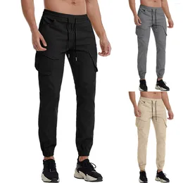 Pantaloni da uomo Cotone da uomo Quattro stagioni Moda Semplice Tinta unita Elastico in vita Tuta Pantaloni casual da uomo Cargo grandi e alti