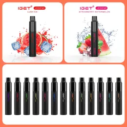 Original IGET LEGEND Stift Elektronische Zigaretten Gerät Batterie 12 ml Pods 1500 mAh Dämpfe 4000 Puffs Kit VS XXL PLUS SHION MAX