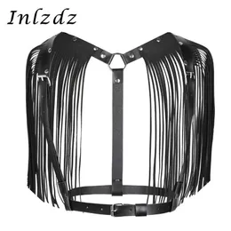 Women's Harness Erotic Lingerie Sex Cosplay Costume PU Leather Adjustable Body Chest Bondage Belt With Shoulder Tassel Bras S292n