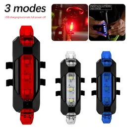 Cykelbelysning MTB Bright Tail Light Bicycle USB Laddning 4-läge LED SADDLE LJUS BICYCLE FRONT OCH BAKSLIGT STRIKT LJUS 231027