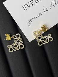 Brincos de designer loews jóias de luxo acessórios superiores indústria pesada brincos de diamante quadrado francês avançado geométrico oco brincos jóias presente de natal