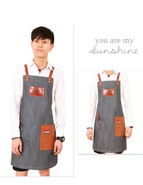 Aprons Denim Apron Hairdressing Manicure Barista Milk Tea Shop Restaurant Waiter Overalls Men and Women 231026