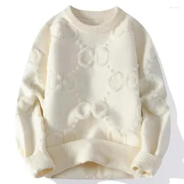 Herrtröjor Cashmere Thermal Pullover V-Neck Knit Autumn/Winter Fitted Top Wool tröja plus storlek