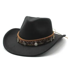 Breite Krempe Hüte Eimer Vintage Western Cowboy Hut Männer Retro Bowler Fedora Weibliche Schwarz Rot Filz Jazz Kappe Vier Jahreszeiten Cowgirl Sombrero 231027