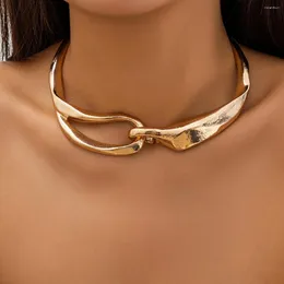 Choker Salircon Simple Punk Oregelbunden metallring ClaVicle Halsband Gotisk estetisk kreativ design Kvinnor Banketthals smycken