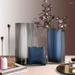 Wazony w stylu nordyckim minimalistyczny szklany szklany hydroponiczny nowoczesny niebieski luksus Ikebana Jarrones Decorativos Decor WZ50HP
