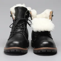 Boots Natural Wool Winter Genuine Cow leather Warmest Men YM1570 231027