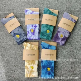 94q7 Men's and Women's Fashion Towel Socks Fashion Brand Carthart Hosiery Tie Dyed High Tube Bottom Contrast Gold Embroidered Sports Trendy