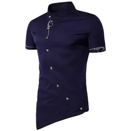 Camisa de manga corta alta calidad para hombres tops marca camisas vestir con botones personalidad 210721279t