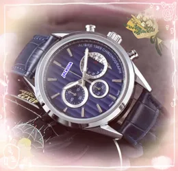 Мужские полнофункциональные часы Crime Premium, 43 мм, кварцевый механизм, мужские часы, часы из натуральной кожи с пряжкой, три глаза, шесть булавок, дизайнерские наручные часы, подарки