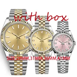 Relógio masculino designer relógio feminino data apenas 36mm 41mm mecânico automático 31/28mm quartzo aço inoxidável à prova d'água luminescente safira dhgates montre relógio presente