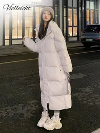 여자 다운 파카스 vielleicht 단색 긴 겨울 코트 캐주얼 여성 옷 후드 세련된 재킷 여성 겉옷 231027