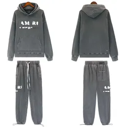 European and American fashion brand AMI bone letters wash old cloth hoodie to do fashion loose hoodie men and women