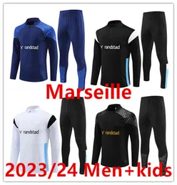 2023/24 Kids Men Soccer Tracksuits Milik Payet 23 24 Fottball Training Suit Veste Maillot de Foot Olympique OM Tracksuit Football Jogging Kit