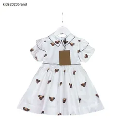 Nya flickor bokstav vit sommar söt tecknad tryck utländsk liten lapel bekväm kortärmad prinsessa klänning