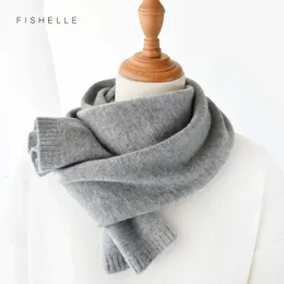 Scarves grey cashmere scarf women luxury winter warm knitted thin scarves kids small short wool neck scarfs autumn men 231027