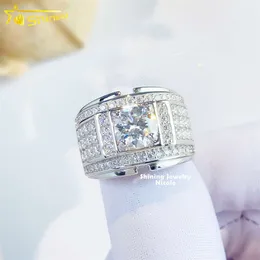 Готово к отправке, модное мужское серебряное обручальное кольцо с бриллиантами, роскошное мужское обручальное кольцо с муассанитом