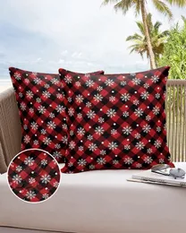 Pillow Case 24pcs Outdoor Cushion Cover Christmas Snowing Czerwona kratona płatek śniegu rzut poduszka okładka sofa sofa do dekoracji domu poduszka 231027