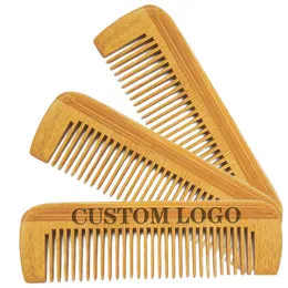 MOQ 100 pcs Customized LOGO Porbable Mini Bamboo Hair Beard Combs Pocket Hairs Comb for Men Small Size 10*3*0.6cm