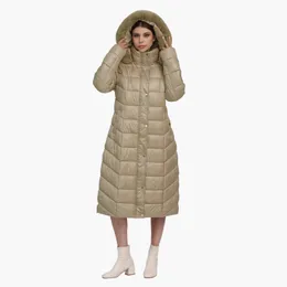 Damen Daunenparkas SANTELON Frauen Winter Dicke Warme Über Knie Puffer Jacke Weibliche XLong Parka Mit Abnehmbarer Windschutz Kapuze Mode Oberbekleidung 231027