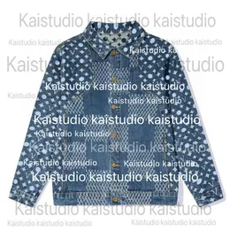 Cappotto in denim a scacchiera classico dal design autunnale 2023 Giacca versatile casual allentata da uomo e da donna