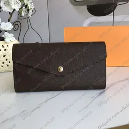 Cartera de mujer moda con cremallera única pocke hombres mujeres billetera de cuero dama damas billetera monedero largo Titulares con caja naranja M60531 606270W