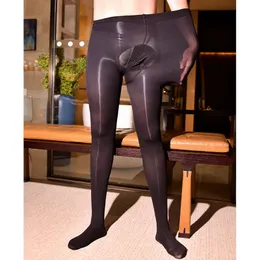 Men's Thermal Underwear Plus Size 100kg Stockings Elastic Sheer Glossy Slim Leggings Cock Pouch Penile Sheath Tights 120D Pantyhose 231027