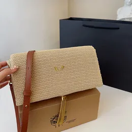 Bolsa de couro luxuosa para festa à noite com borlas de tecido bolsa de ombro