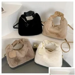 Evening Bags Quality Autumn Women Shoder Bag Plush Soft Cross-Body Portable Casual Lady Handbag Girls Warm Girl Fashion Wallet Drop Otblk