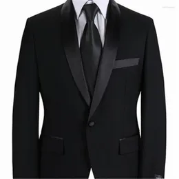 Men's Suits Men's Black Shawl Collar Custume Made Fashion Wedding Men Suit 2Pieces(Jacket Pant Tie) Prom Masculino Trajes De Hombre