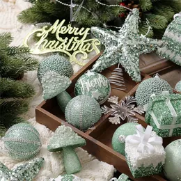 Inne imprezy imprezowe zapasy zielone kulki świąteczne dekoracje choinki wiszące dekoracje wiszące dekoracje ręcznie malowane kolorowe piłki Christm 231027