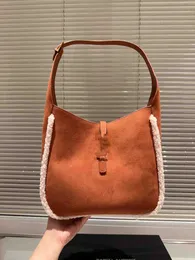 Tasarımcı Tote Çanta Kadın Omuz Çantaları Kuzu Yün Panel Kahverengi Koltuk Bag Lüks Çanta Tote Alışveriş Çantaları Cowhide Hobo Çanta