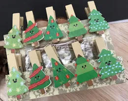 Decorative Objects Figurines Christmas Tree 120pcs Wood Clip Set Cute Wooden Paper Pin Clothespin for Party Pendant Ornaments Favors 231027