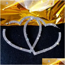 Big Heart Crystal Hoop Earrings For Women Bijoux Geometric Rhinestones Earring Statement Jewelry Drop Delivery Dhgarden Otefk