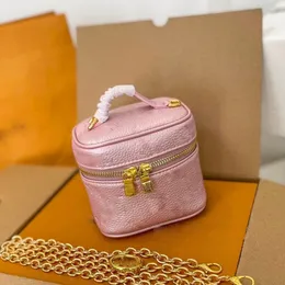 Designer Nizza vanità in pelle rosa mini spalla cosmetica