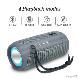 Mini alto-falantes ao ar livre à prova dwireless água sem fio baixo subwoofer caixa de suporte cartão rádio entrada aux com luz led