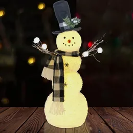 Decorazioni natalizie Adorabile pupazzo di neve di Natale Figurine Decorazioni Peluche Elfo Gnomo con illuminazione per la casa Ornamenti per interni Regalo da collezione per le vacanze 231027