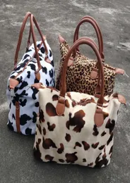 Leopard Cow Print Print Handbag Barge Crace Weekend Facs Women Sports Yoga Totes Storage Bag DDA827222750