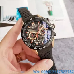 Top Quality AAA Mens Luxury Designer Relógios Movimento Mecânico Automático Assista Black Rubber Strap Sports Style Chronographs Funções Trabalho Montre Luxe