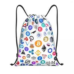 Borse per la spesa Criptovaluta Altcoin Blockchain Simbolo Borsa con coulisse per zaini yoga Crypto Ethereum Zaino per palestra sportiva