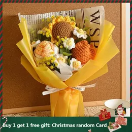Dekoracyjne wieńce kwiatowe wykończone dzianiny słonecznikowego bukiet kreatywne urodziny ręcznie robione prezenty Bożego Narodzenia 231027