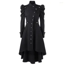 Kvinnors jackor kvinnor vintage kappa steampunk lång gotisk överrock damer retro jacka lyxiga svansvist veste femme solid smal ytterkläder