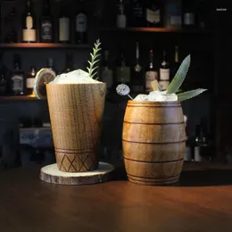 Mugs Retro Jujube Wood Cocktail Cup Oak Barrel Shaped Coffee Japanese Beer Tea Wooden Kitchenware Drinking Utensils