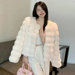 Futro damskie 2023 Zimowa moda płaszcz Korea ciepłe płaszcze z piór kardigan krótki płaszcz zewnętrzny impreza elegancka elegancka stroje