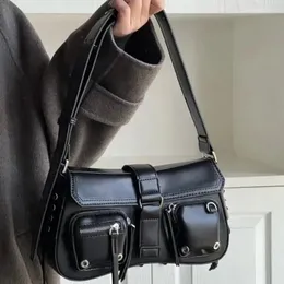 Torby wieczorowe 2023 Trend punkowy czarna torba damska vintage pur ramię bolso mujer harajuku moto styl indywidualność sac