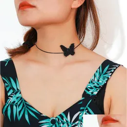 Kragen Halskette Mode Mädchen Schwarz MTI Schicht Spitze Ketten Schmetterling Kinder Exquisit Gothic Stretch Choker Schmuck Kinder Drop Lieferung DHG2G